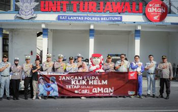 Bersama Satlantas Polres Belitung, Honda Babel Bagikan Helm Gratis Saat Operasi Keselamatan Menumbing 2025