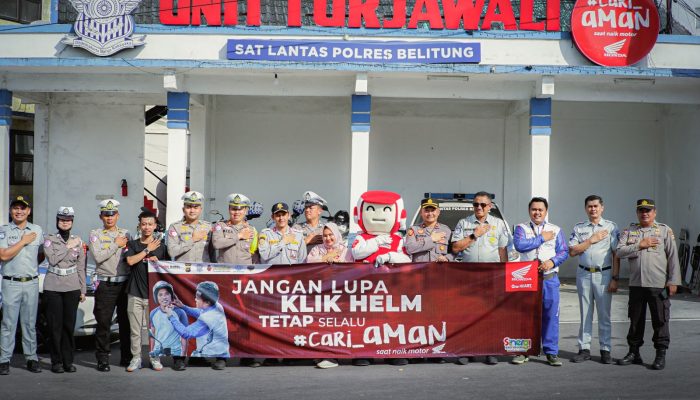 Bersama Satlantas Polres Belitung, Honda Babel Bagikan Helm Gratis Saat Operasi Keselamatan Menumbing 2025