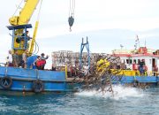 Knalpot Ilegal Disulap Jadi Rumah Ikan, PT TIMAH Tbk dan Ditlantas Polda Babel Tenggelamkan Rumpon di Perairan Rebo 