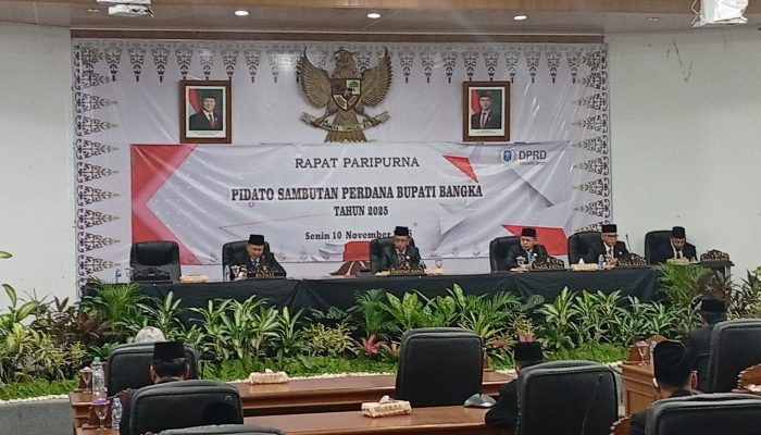 RAPAT PARIPURNA PIDATO SAMBUTAN PERDANA BUPATI BANGKA TAHUN 2025