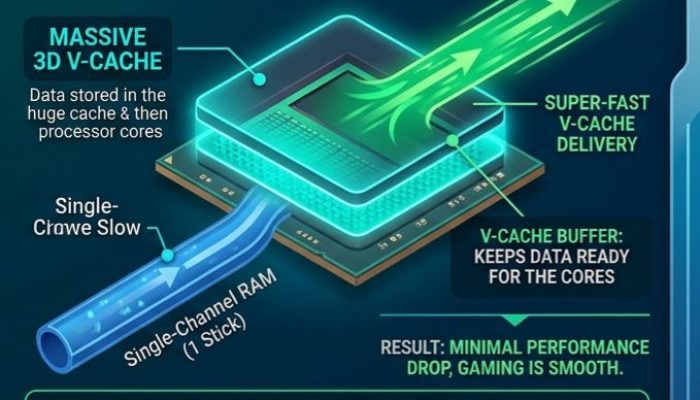Rahasia AMD Seri X3D Tetap “Sakti” Meski Cuma Pakai Satu Keping RAM
