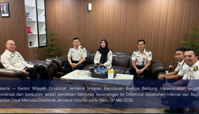 Kanwil Ditjenim Kepulauan Bangka Belitung Laksanakan Koordinasi Penguatan Kepatuhan Internal dan Pengembangan SDM di Ditjen Imigrasi